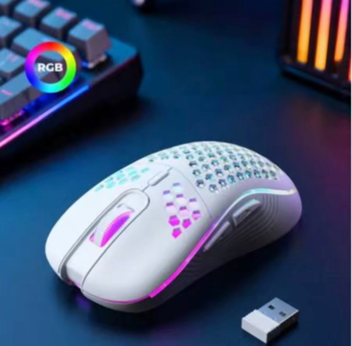 Wireless Gaming Mouse Honeycomb 2.4G USB Cordless mouse Rechargeable